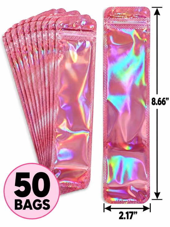 Other - 50 Pink Holographic Reusable Dust Proof Packaging Bags For Jewelry and Pens